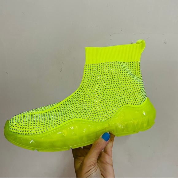 Neon yellow rhinestoned Sneaker - Picture 5 of 7